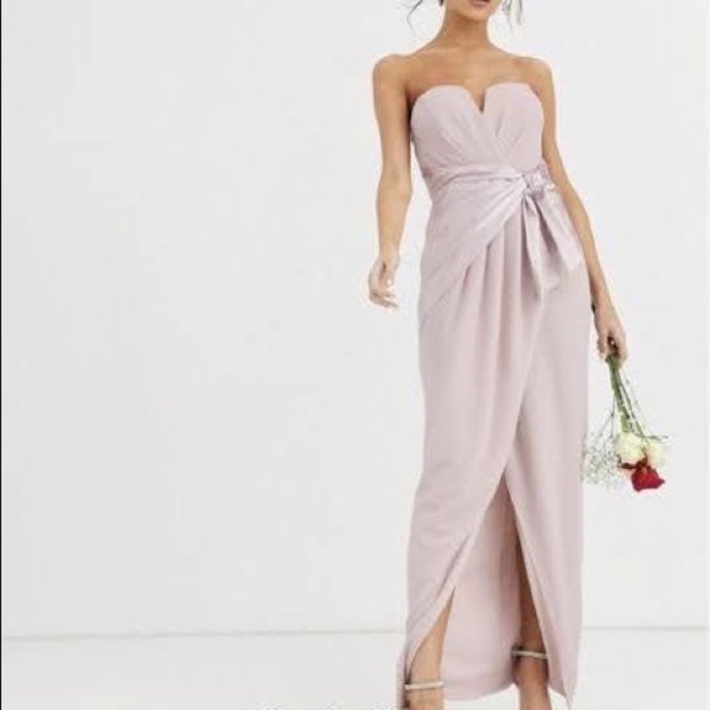 TFNC Bridesmaid bandeau maxi wrap dress